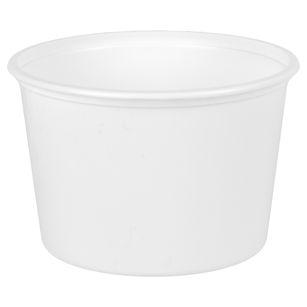 16 oz. White Polypropylene Squat Container - 4.57" Dia. x 3.03" Hgt. (Lid Sold Separately)